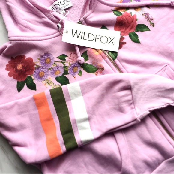 WILDFOX Pink Floral Oversized Theo Zip Up Hoodie - Picture 6 of 7
